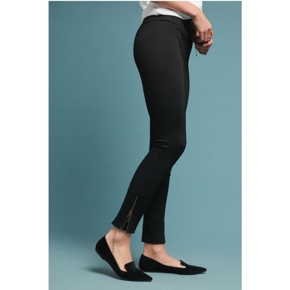 Pilcro High Rise Pintuck Seam Pull On Denim Leggings with Ankle Zip Black 25 - Picture 7 of 9